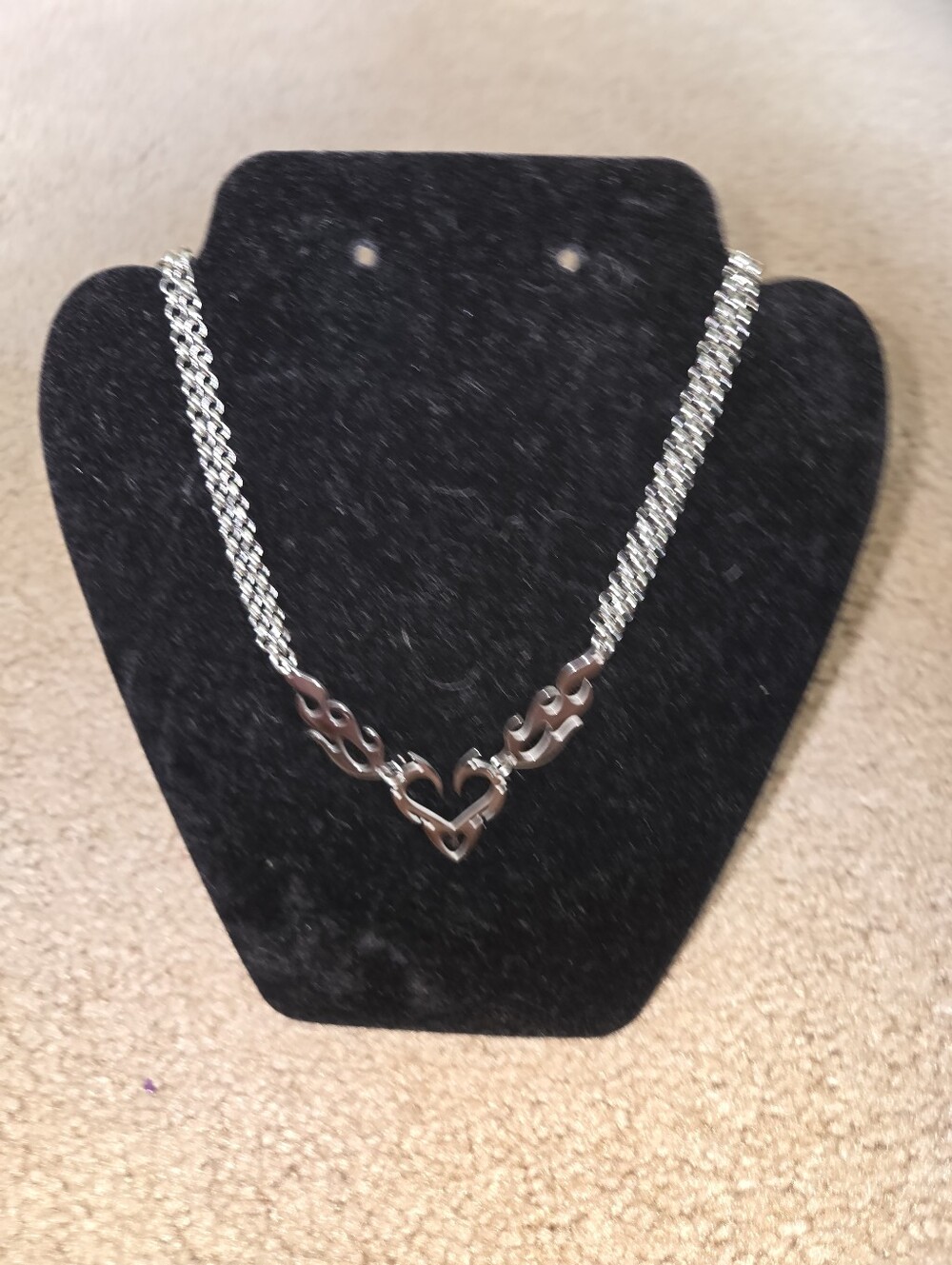 Handmade Chain Necklace • Silver Flame Links • Boho Chic Jewelry. 400
